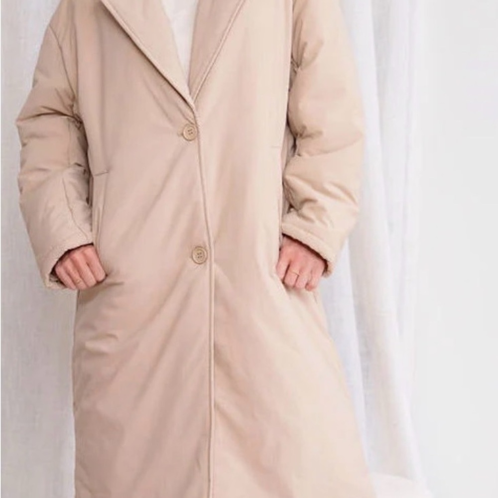 Carly Jean Los Angeles Neutral Tan Puffer Coat